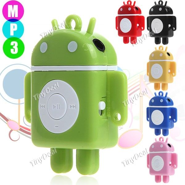 Android Robot Style Portable MP3 Player Music Player with TF